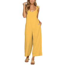 Load image into Gallery viewer, Women&#39;s One-Piece Cropped Pants Bow Suspender Jumpsuit
