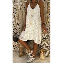 Load image into Gallery viewer, Women&#39;s Summer Plain Sleeveless V-neck Sling Lace Loose Dress
