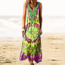 Load image into Gallery viewer, Women&#39;s Tie-dye Loose Print Sleeveless Dress
