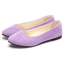 Load image into Gallery viewer, Big Size Suede Candy Color Pure Color Pointed Toe Light Slip On Flat Loafers
