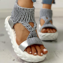 Load image into Gallery viewer, Woven fabric thick sole sandals
