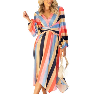 Paneled Striped Dress