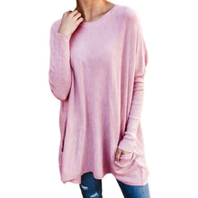 Load image into Gallery viewer, Round Neck Long Sleeve Loose Pocket Solid T-Shirt
