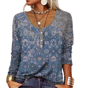 U Neck Button T-Shirt