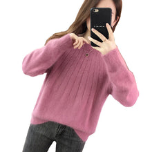 Load image into Gallery viewer, Cashmere Solid Color Fluffy Knitting Sweater
