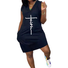 Load image into Gallery viewer, Letter Print Dual Pocket Sleeveless Dress
