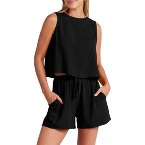Sleeveless Top Shorts Two Piece Set