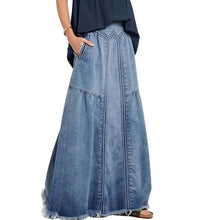 Load image into Gallery viewer, Women Distressed Solid Color Elastic Waist Loose Denim Skirt
