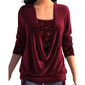 Burgundy Sequin Long Sleeve Top