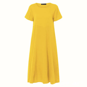 Loose Solid Color Dress( Smaller than normal size,please order at least 1 size up)