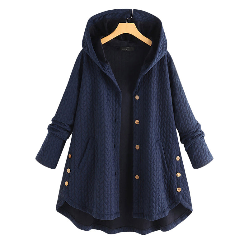 Vintage Solid Casual Tops Long Sleeve Hooded Coat