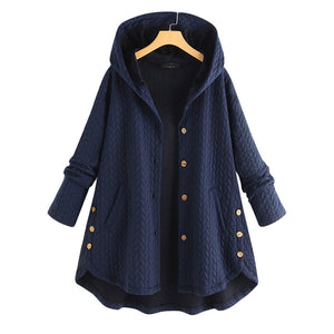 Vintage Solid Casual Tops Long Sleeve Hooded Coat