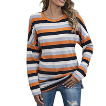 Load image into Gallery viewer, Round Neck Striped All-match Sweatshirt
