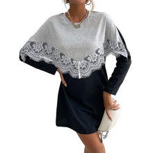 Load image into Gallery viewer, Lace Panel Sweatshirt Dress

