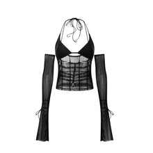 Load image into Gallery viewer, Mesh Sheer Off Shoulder Halter Top
