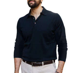 Solid Color Lapel Polo Shirt