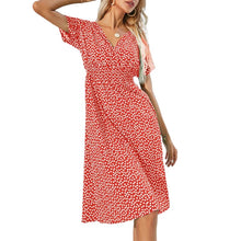Load image into Gallery viewer, Deep V-neck Short-sleeved Floral Dress
