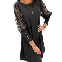 Load image into Gallery viewer, Plain Dress with Round Neck and Puff Sleeves

