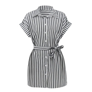 Women's Summer Striped Short Sleeve T Shirt Dress
