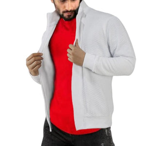Solid Zip Stand Collar Jacket
