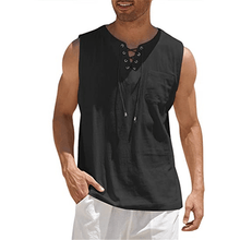 Load image into Gallery viewer, Lace-up Cotton and Linen T-shirt
