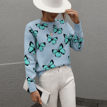 Load image into Gallery viewer, Butterfly Crew Neck Sweater
