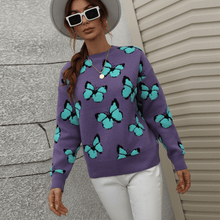 Load image into Gallery viewer, Butterfly Crew Neck Sweater
