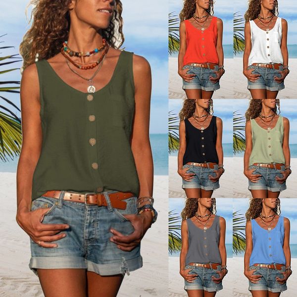 Sleeveless Shirt Vest with Buttons
