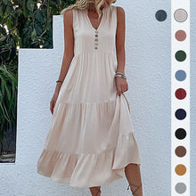 Load image into Gallery viewer, Button Detail Layered Hem Smock Dress
