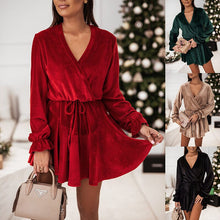 Load image into Gallery viewer, Flared Sleeve Velvet Dress
