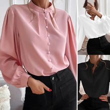 Load image into Gallery viewer, Button Up Stand Collar Long Sleeve Shirt
