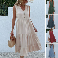 Load image into Gallery viewer, Button Detail Layered Hem Smock Dress
