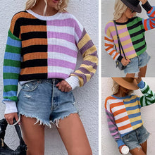 Load image into Gallery viewer, Striped Loose Crewneck Knit Sweater
