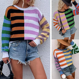 Striped Loose Crewneck Knit Sweater