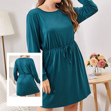 Load image into Gallery viewer, Crew Neck Drawstring Dress
