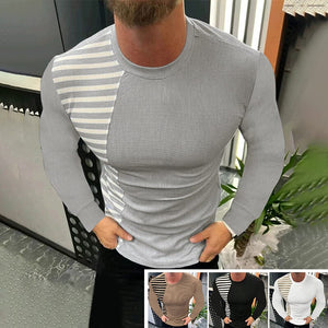 Panelled Striped Slim-fit T-shirt