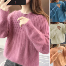 Load image into Gallery viewer, Cashmere Solid Color Fluffy Knitting Sweater
