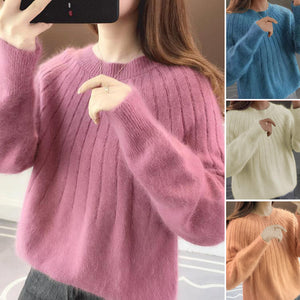 Cashmere Solid Color Fluffy Knitting Sweater