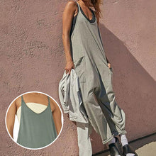 Load image into Gallery viewer, Solid V-Neck Sling Pocket Jumpsuit
