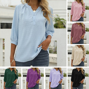 Stand Collar Mid Sleeve Shirt