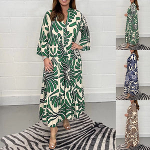 Printed Button Up Maxi Dress