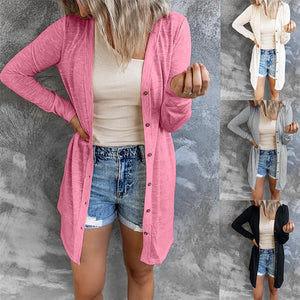 Casual Solid Color Long Sleeve Cardigan