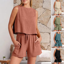 Load image into Gallery viewer, Sleeveless Top Shorts Two Piece Set
