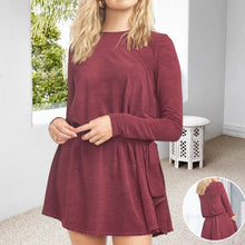 Load image into Gallery viewer, Burgundy Round Neck Dress
