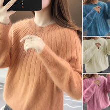 Load image into Gallery viewer, Cashmere Solid Color Fluffy Knitting Sweater
