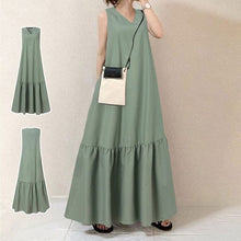 Load image into Gallery viewer, V-Neck Solid Color Sleeveless Pocket Long Dress
