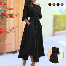 Load image into Gallery viewer, Curb Waist Temperament Solid Color Dress
