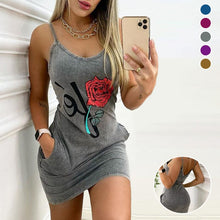 Load image into Gallery viewer, Printed Pocket Slim Dress Slip Dress
