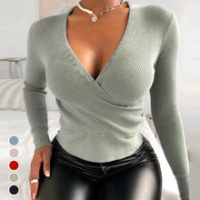 Load image into Gallery viewer, Slim V-Neck Knit Sweater
