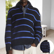 Load image into Gallery viewer, Lapel Striped Knit Sweater
